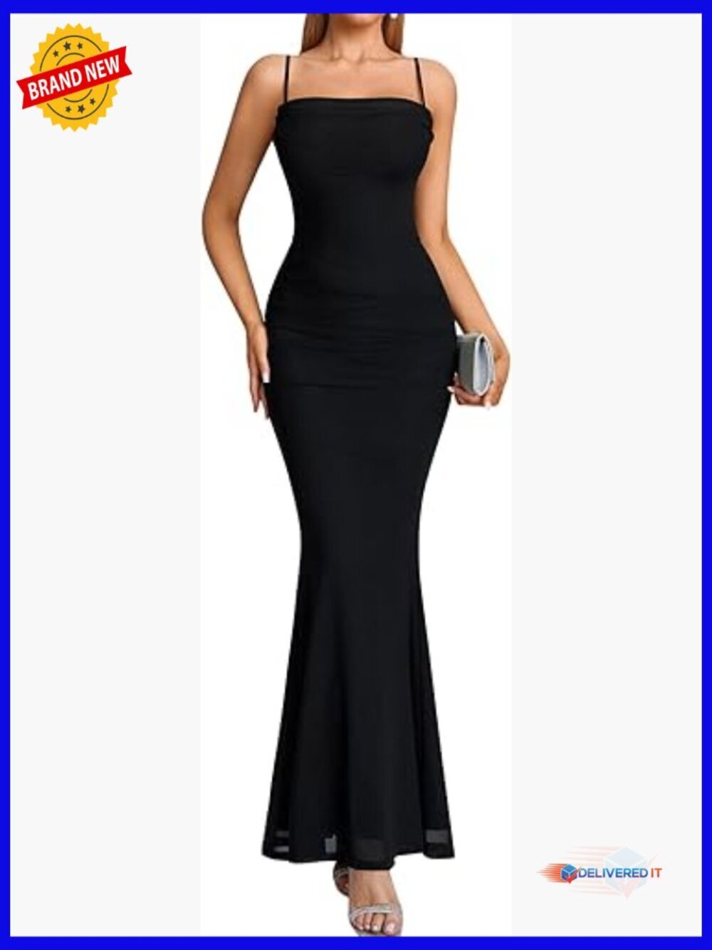 Spaghetti Strap Ruched Bodycon Maxi Dress Formal Wedding Guest Corset